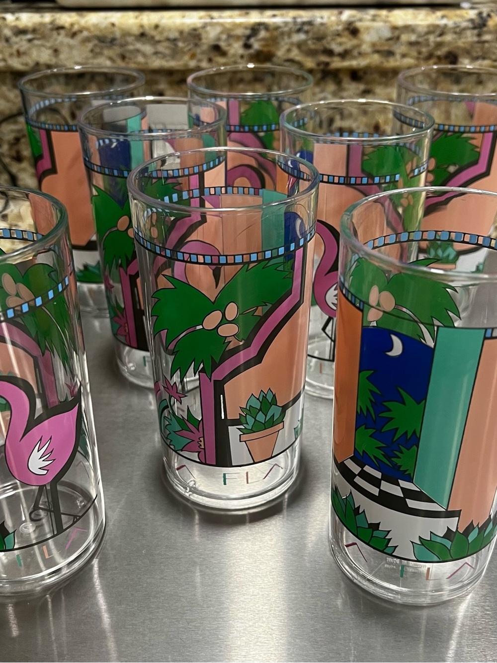 Vintage Florida Burdines Iced Tea Acrylic Tumblers Set of 8